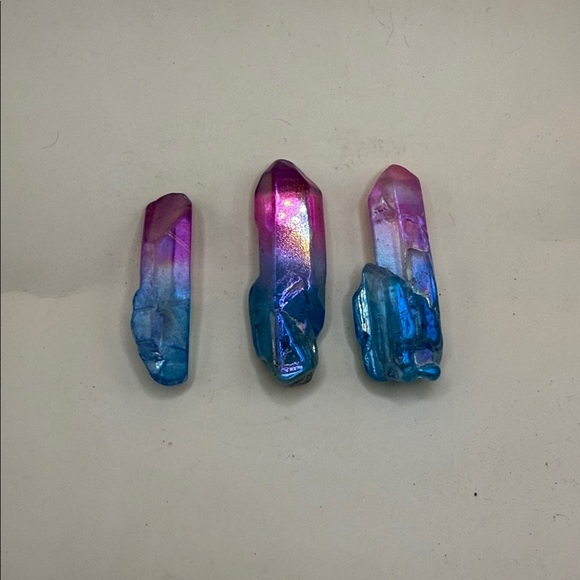 None Other - Pink and Blue Aura Quartz Crystal Pair